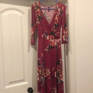Maternity Dress Pink Floral Maxi